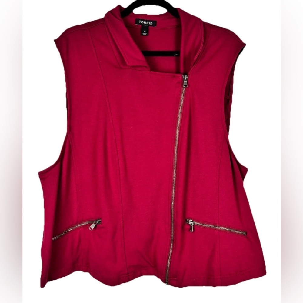 Torrid Women's 4 Moto Vest  Beet Red Pink Cropped Plus